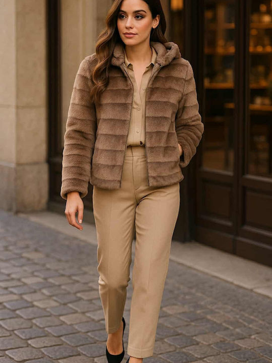 Frauen Pelz Beige