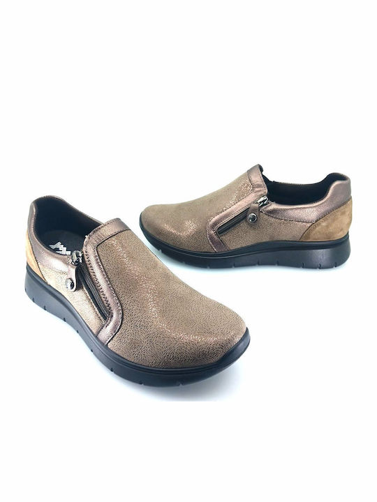 Ανατομικά Γυναικεία Slip-On Δερμάτινα Καφέ