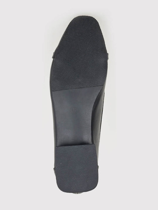 Leather Leopard Ballerinas Black