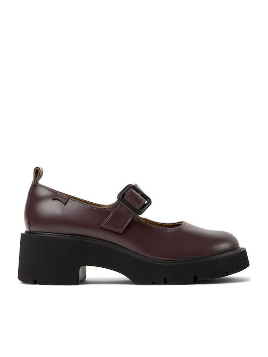 Lederne Damen Ballerinas in Burgundisch Farbe