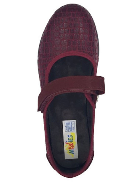 Damen Ballerinas in Burgundisch Farbe