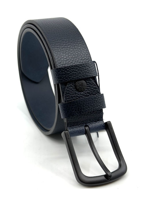 Wide Men's Belt Leather Blue