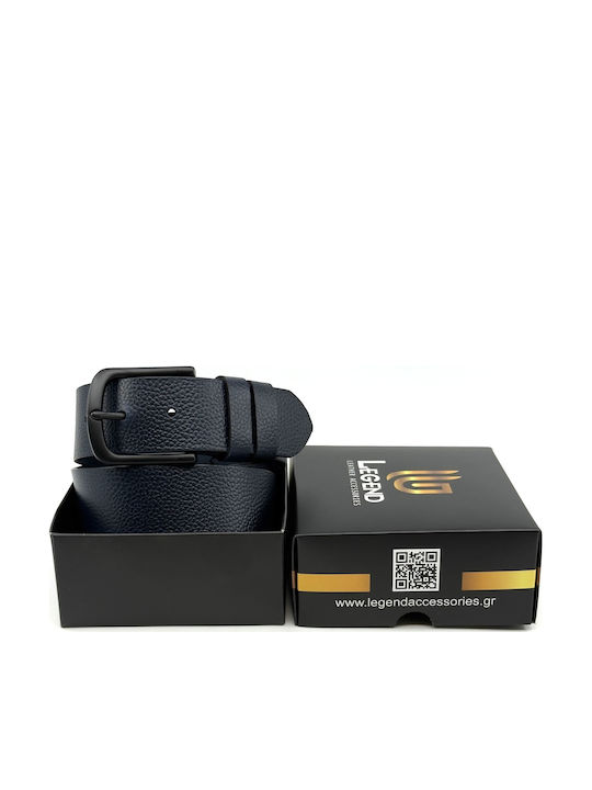 Wide Men's Belt Leather Blue
