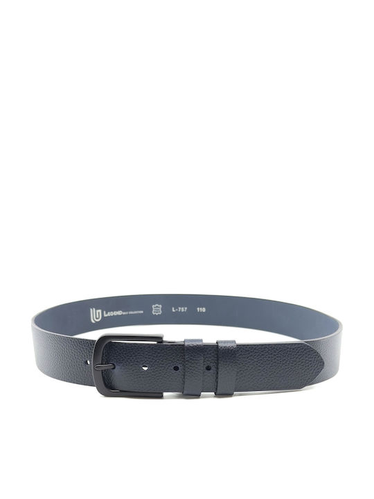 Wide Men's Belt Leather Blue