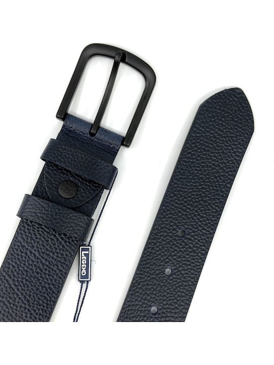 Wide Men's Belt Leather Blue