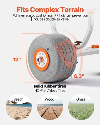 Vevor Detachable Kayak Trolley 158.8 Kg Inflatable Wheels 30.5cm Spsphttc13infqkuy001v0