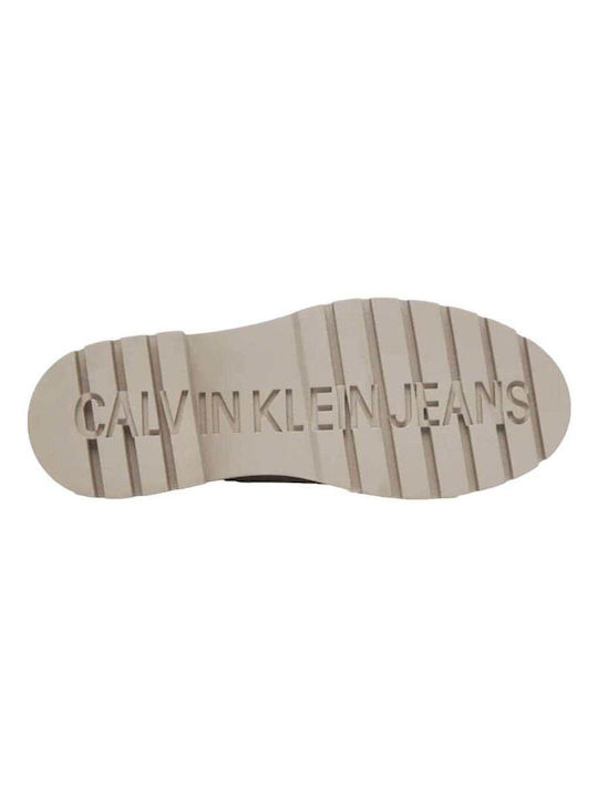 Galoșe de damă Calvin Klein Mid Rainboot din cauciuc ecru