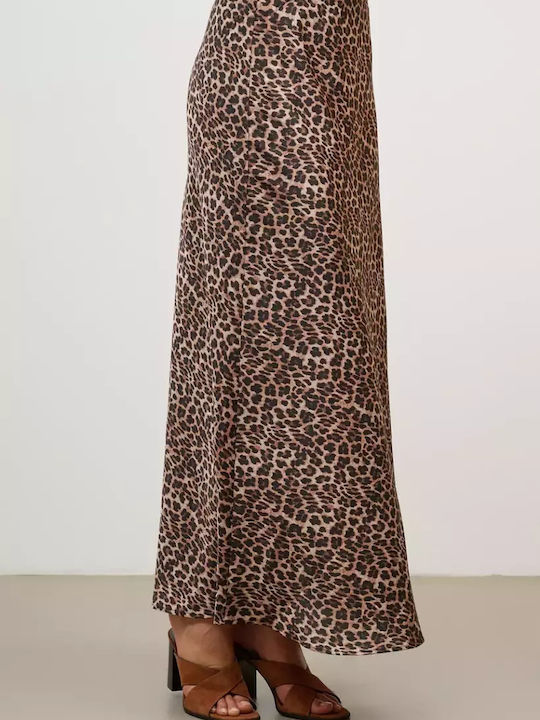 High-waisted Maxi Skirt Leopard Brown