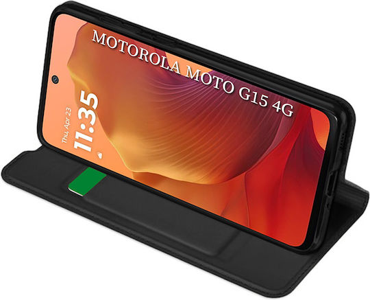 Techsuit Magskin Book Silicone / Synthetic Leather Black (Moto G15)