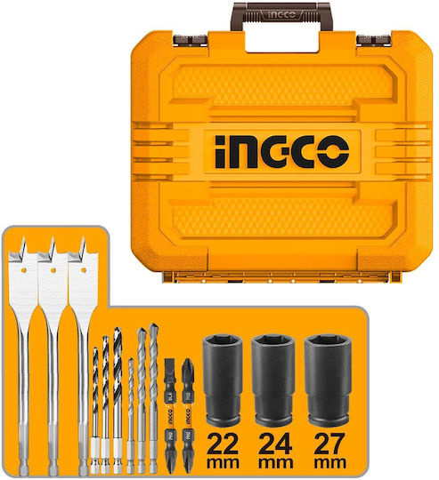 Ingco COSLI250586E Σετ Κρουστικό Δραπανοκατσάβιδο & Μπουλονόκλειδο Brushless 20V με 2 Μπαταρίες 4Ah και Θήκη
