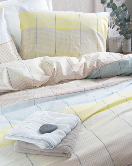 Rythmos Set Cearșafuri King Size 260x280cm. Colette Yellow, Light Blue 4buc