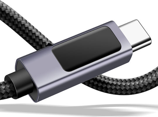 Swissten 3a Зареждане Синхронизация USB Към USB-C 60W Кабел 1.5м LED Екран Черен