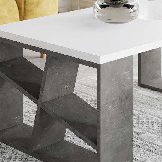 Rectangular Central Coffee Table Honey Wooden Gray Retro White M105xW60xH40cm