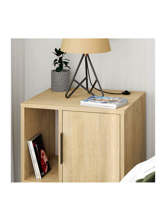 Glynn Wooden Bedside Table with Metallic Legs 50.2x44.6x58cm