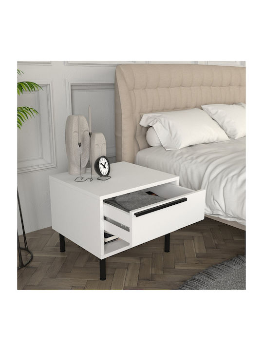 Suzy Bedside Table Wooden White 50x45x41.6cm