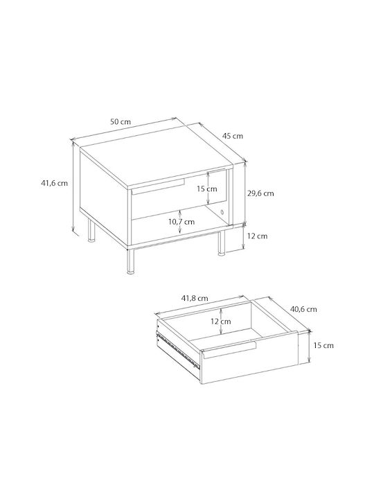 Suzy Bedside Table Wooden White 50x45x41.6cm