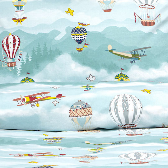 Lino Home Сет Детски Спални Комплекти Полудвойни Памучни Cloud Chasers Petrol 170x260см 3 Бройки