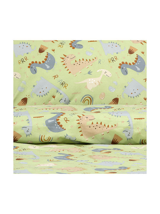 Lino Home Kids Sheets Semi Double Cotton Jurrasic Nap Green Set 170x260cm 3 Pieces