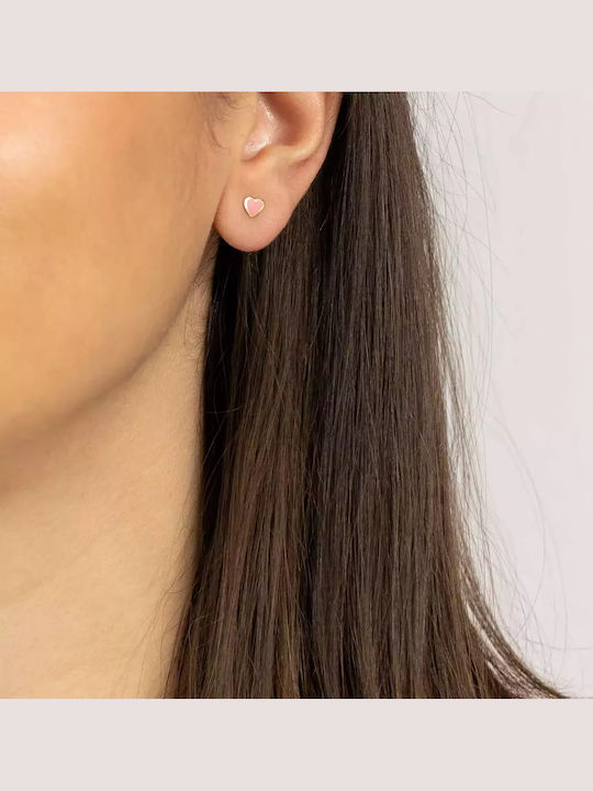 Kids Earrings Studs Hearts from Gold 14K