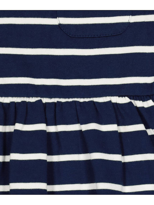 Children's Dress Long Sleeve Striped Set with Tights Blue