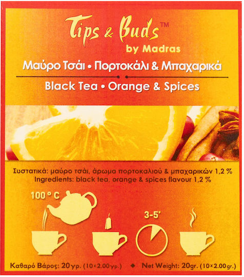 Tips & Buds Πορτοκάλι Μπαχαρικά Μαύρο Τσάι 10 Φακελάκια