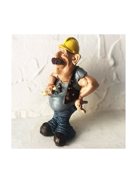 SP Souliotis Decorative Statuette from Plastic Worker with Mustache 9x7x16cm