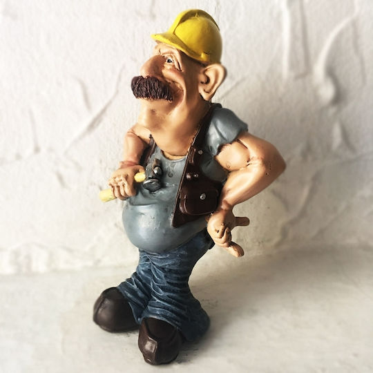 SP Souliotis Figurină Decorativă Statuetă Din Plastic Muncitor Cu Mustață 9x7x16cm
