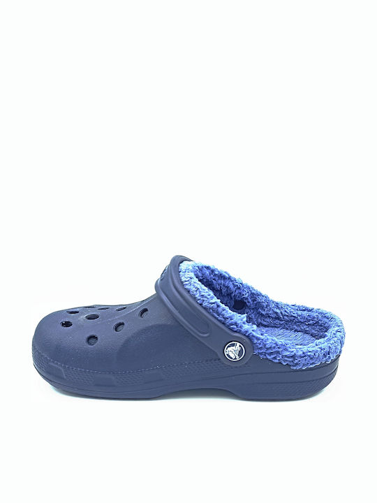 Crocs Baya Lined Femei Anatomici Sabot cu blană Albastre