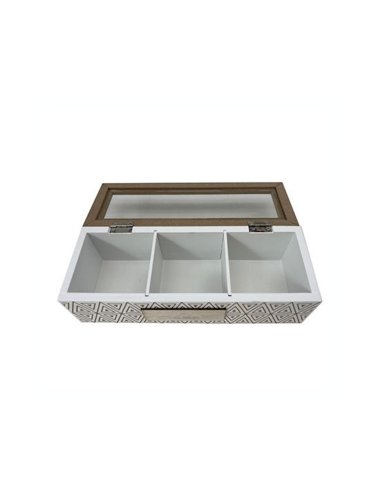 Uncle George Wooden White Tea Box with Lid 9x7x24cm 1 Piece