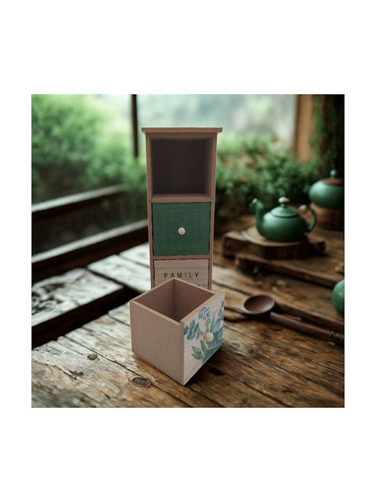 Uncle George Tea Box with Lid Wooden Green 12x11x31cm 1 Piece