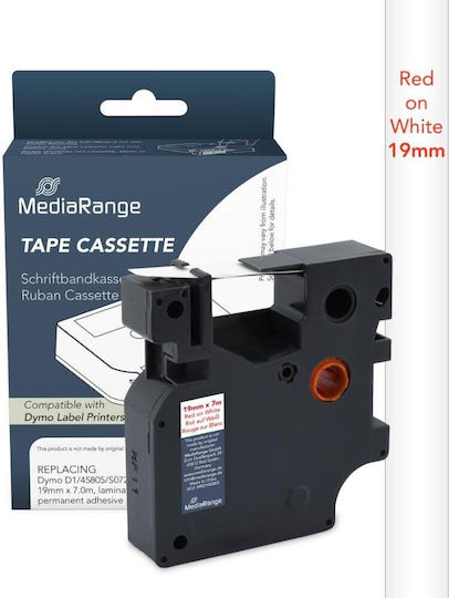 MediaRange Label Maker Tape 1m x 12mm in Red Colour Compatible with Dymo D1