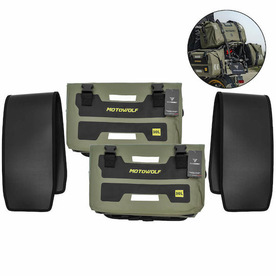 Motowolf Motorcycle Saddle Bags Set 60lt In Green Color