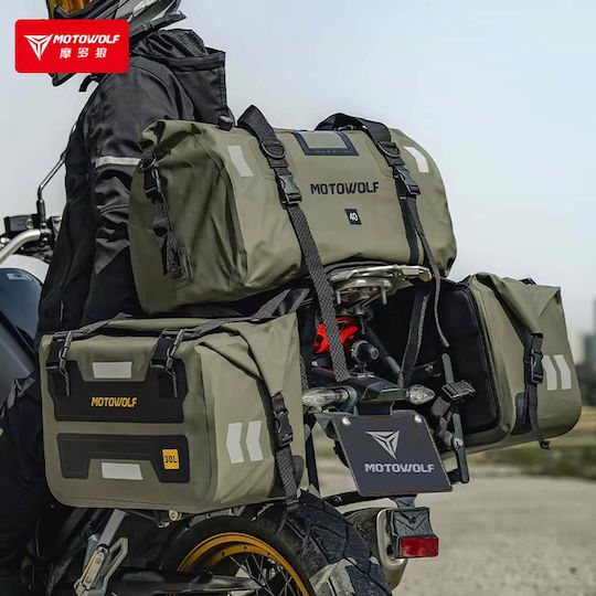 Motowolf Motorcycle Saddle Bags Set 60lt In Green Color