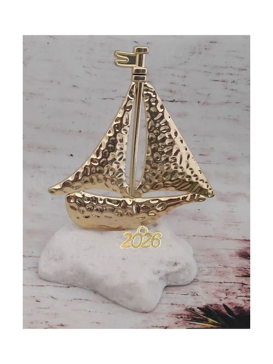 Tatu Moyo Handmade Tabletop Lucky Charm Boat Gold made of Stone 2026 9cm 1pcs Tatu Moyo Handmade Tabletop Lucky Charm Boat Gold made of Stone 2026 9cm 1pcs