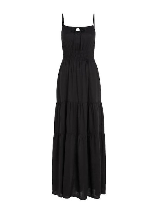 Rochii De Vară Pentru Femei Maxi Rochie Cu Volane Neagră