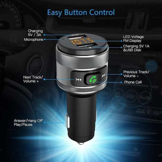 Techsuit FM-Transmitter Volttune MFM1 Dual-USB QC3.0 MP3-Player Funktion Bluetooth Schwarz