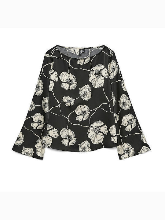 Women's Blouse Floral Black