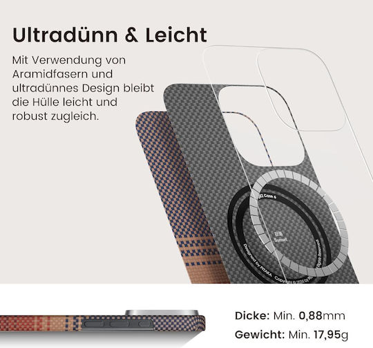 Pitaka Military-grade Umschlag Rückseite Aramid Fiber 2mm Blau (iPhone 17 Pro Max)