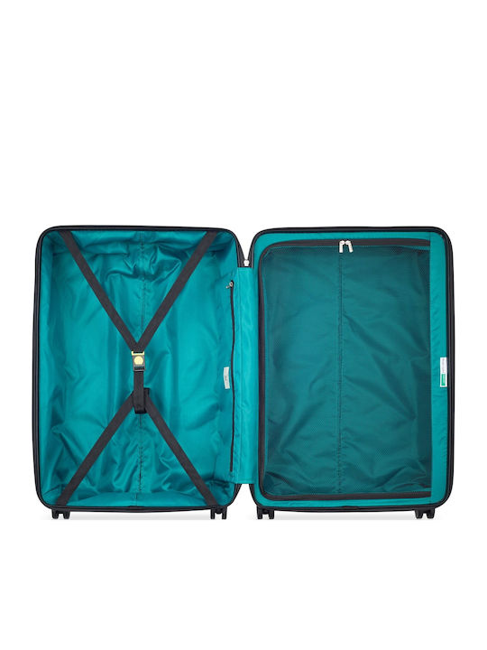 Delsey Paris X Benetton Large Travel Suitcase Hard Green with 4 Wheels Height 76cm