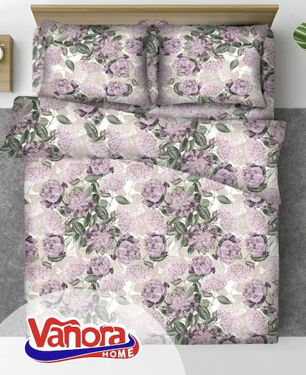 Vanora Σετ Παπλωματοθήκη Βαμβακερή Διπλή με 2 Μαξιλαροθήκες & 1 Σεντόνι 200x220cm Peony