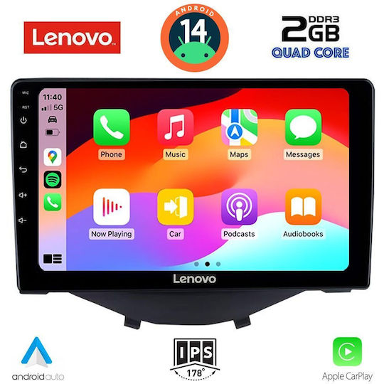 Lenovo Ηχοσύστημα Αυτοκινήτου για Toyota Aygo 2014 με Clima (Bluetooth/USB/WiFi/GPS/Apple-Carplay/Android-Auto) με Οθόνη Αφής 9"
