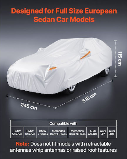 Vevor Covers 515x245x115cm Waterproof for Sedan Secured with Straps