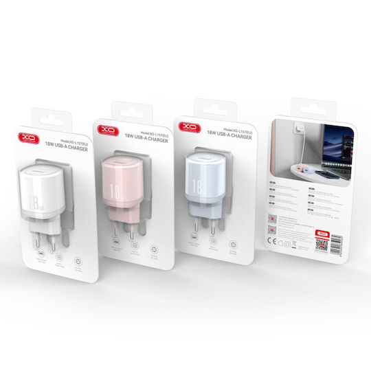 XO Încărcător Fără Cablu cu Port USB-A 18W Quick Charge 3.0 Roz (L157)