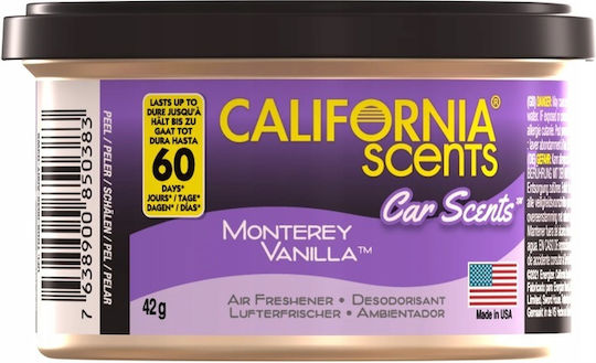 California Scents Car Air Freshener Can Console/Dashboard Monterey Vanilla 42gr