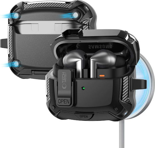 Tech-Protect Carbonox Magsafe Hülle Silikon / Kunststoff in Schwarz Farbe für Galaxy Buds3 Pro