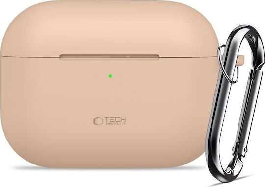 Tech-Protect Silicone Hook Θήκη Σιλικόνης με Γάντζο σε Μπεζ χρώμα για Apple AirPods Pro