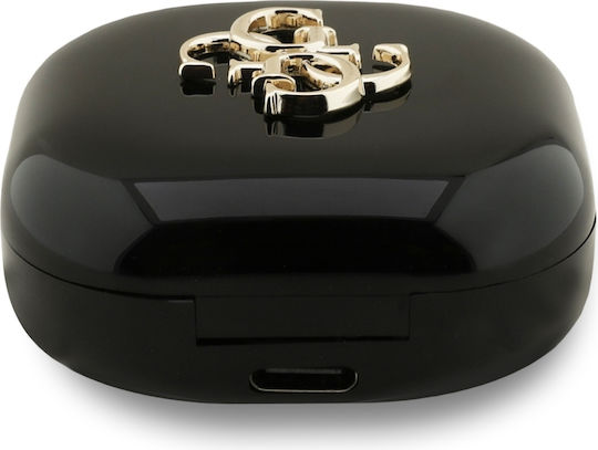 Guess 4G Metal Logo In-ear Bluetooth Handsfree Earphones with Charging Case Black