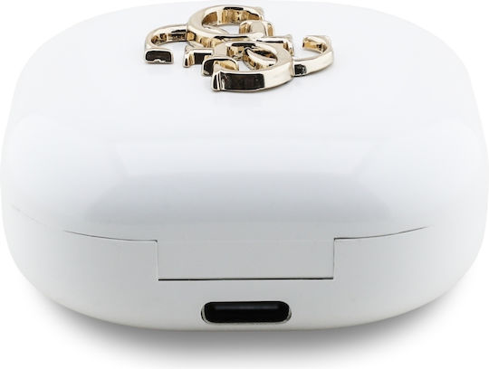 Guess 4G Metal Logo In-ear Bluetooth Handsfree Căști cu Carcasă de Încărcare Alb