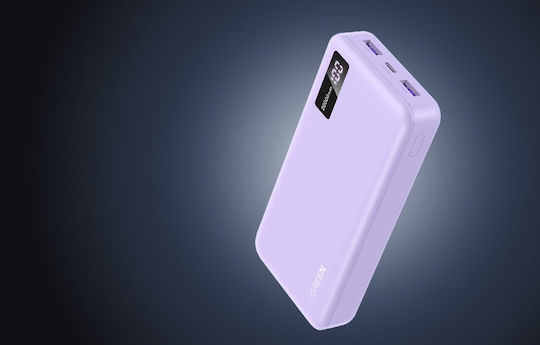 Ugreen PB312 Power Bank 20000mAh 20W με 2 Θύρες USB-A και Θύρα USB-C Power Delivery Ροζ