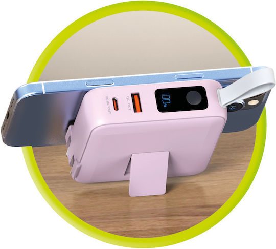 Mobile Origin PBT-03L-PNK MagSafe Power Bank 10000mAh 20W with USB-A Port and USB-C Port Power Delivery Pink
